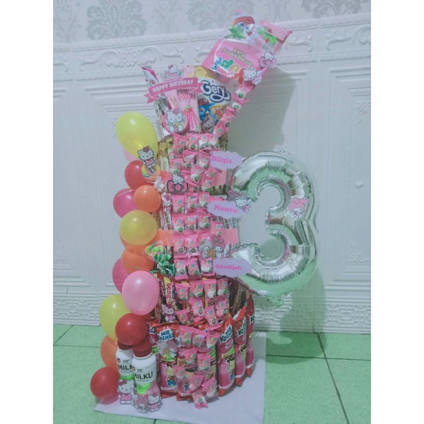 snack tower balon/menara snack tarik uang/kue jajan