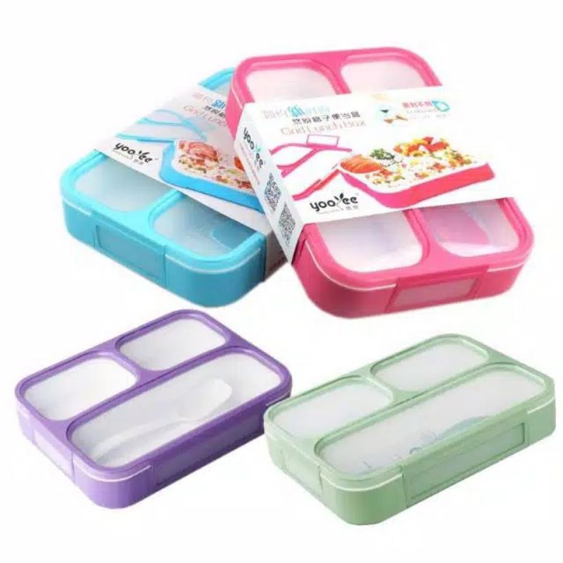 GBI Lunch Box Kotak Makan Youyee 3 Sekat Anti Tumpah Anti Bocor / Bekal Wadah Makanan Anak