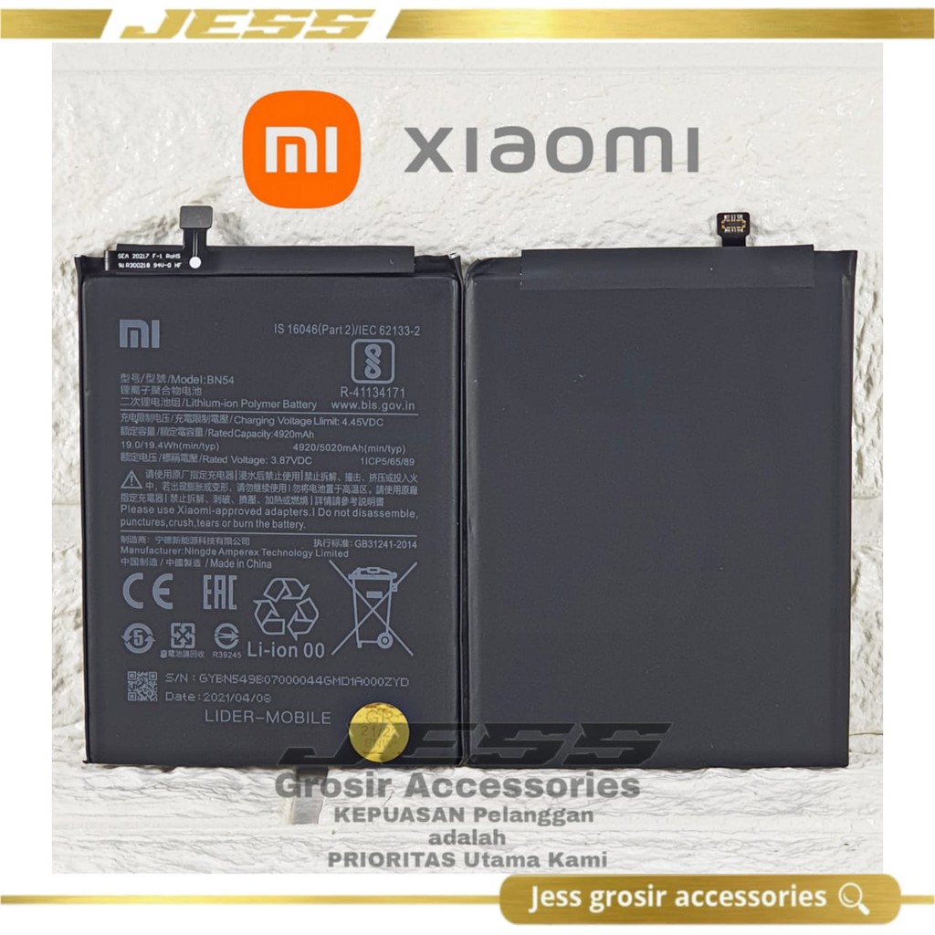 Baterai Battery Original Xiaomi Redmi 10X , Redmi 10x Pro , Kode Batre Xiao mi BN54 BN-54