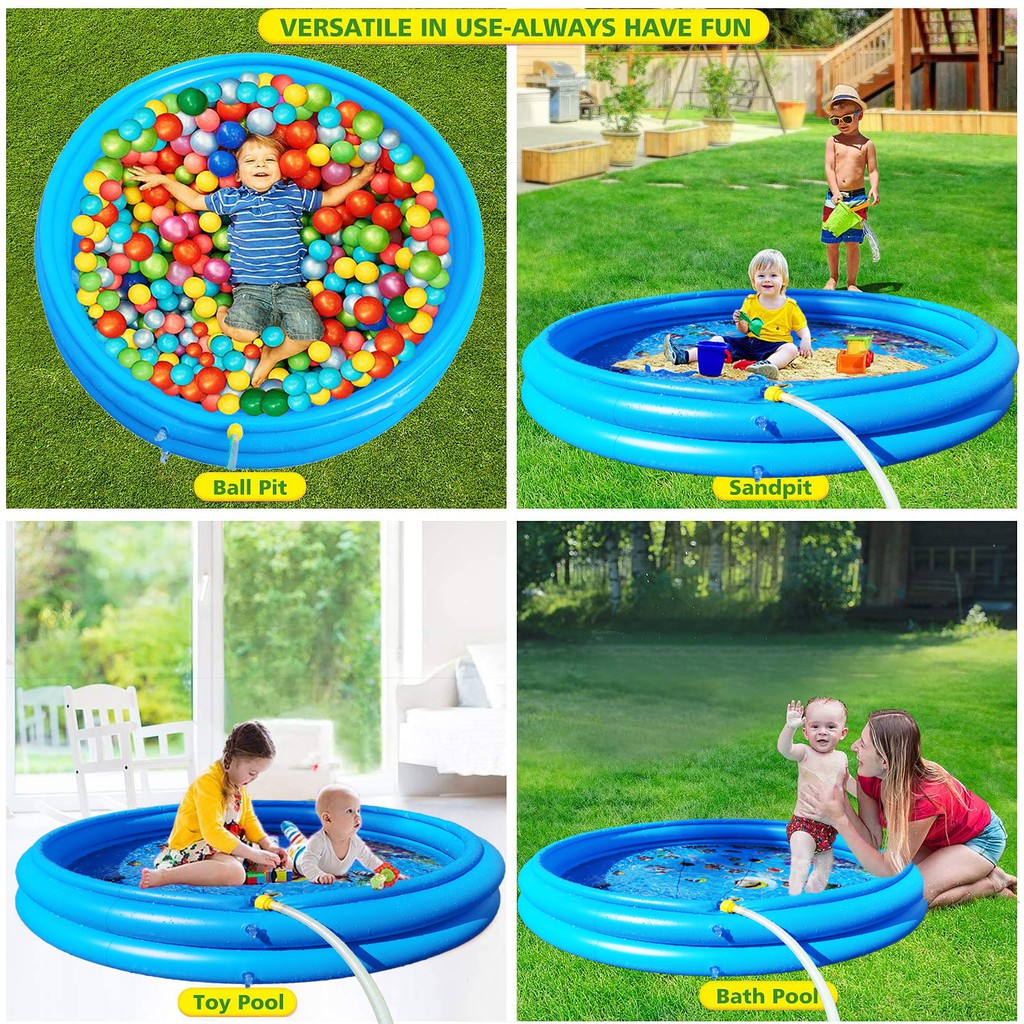 【JKT READY】100% Mainan anak water spray pad / Air mancur  170cm PVC blue Laki-laki / perempuan peta hewan indonesia