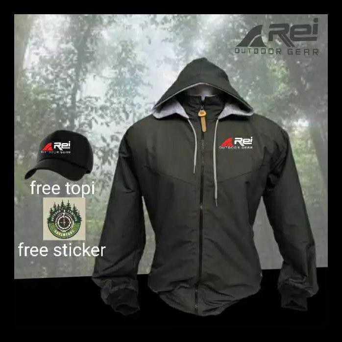 TERBARU JAKET REI PARASUT BOLAK BALIK WATERPROF GRATIS TOPI