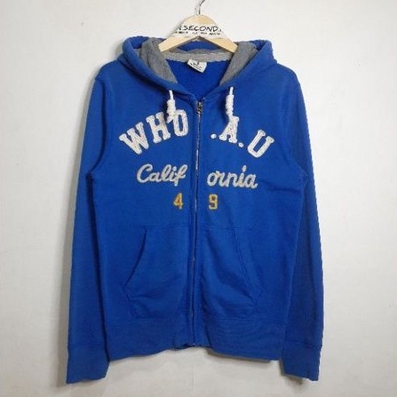 HOODIE ZIP WHO.A.U CALIFORNIA BIRU