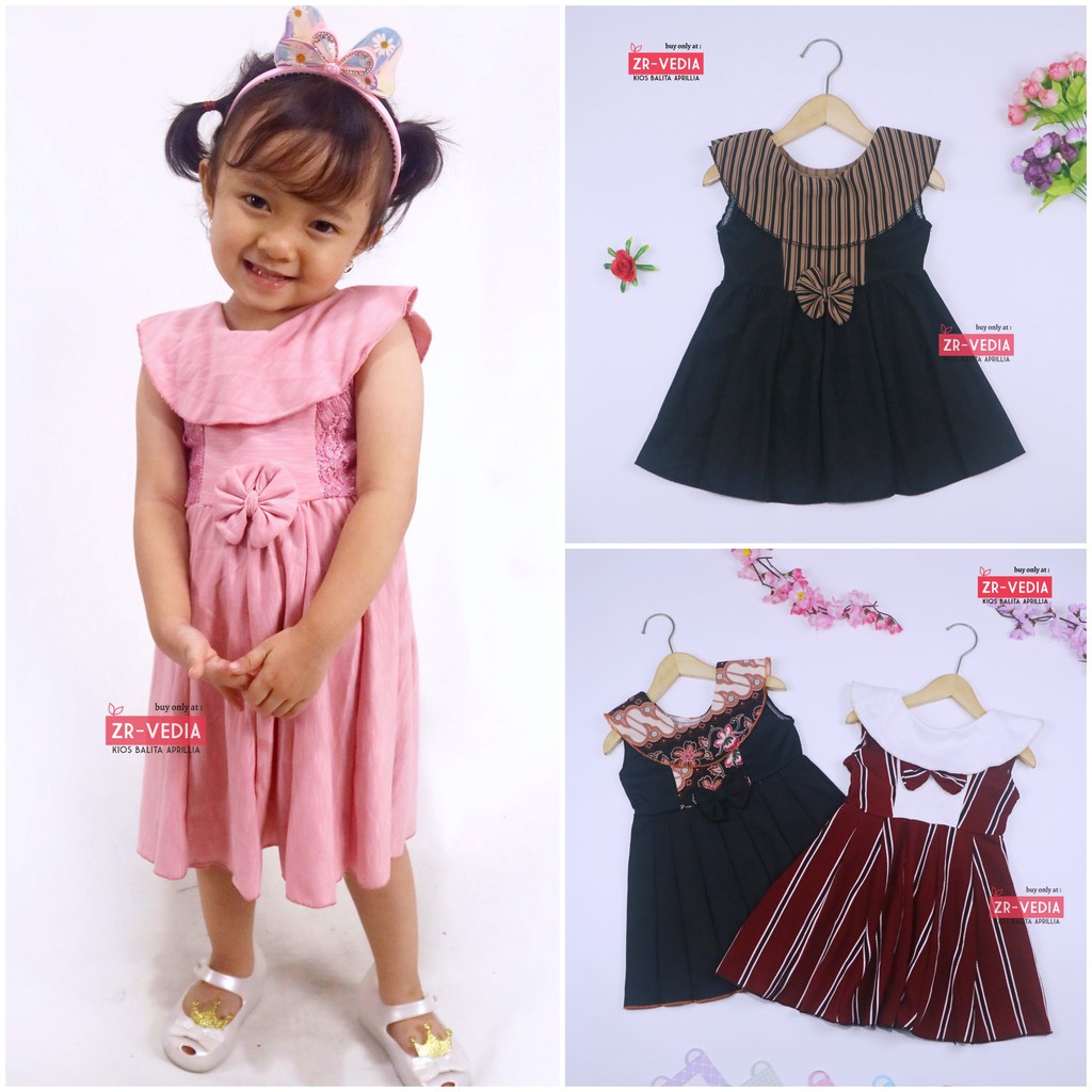 Dress Cantika uk 1-2 Tahun / Dres Yukensi Murah Baju Anak Perempuan Harian Gaun Pesta Polos Grosir kiosbalitaaprilia