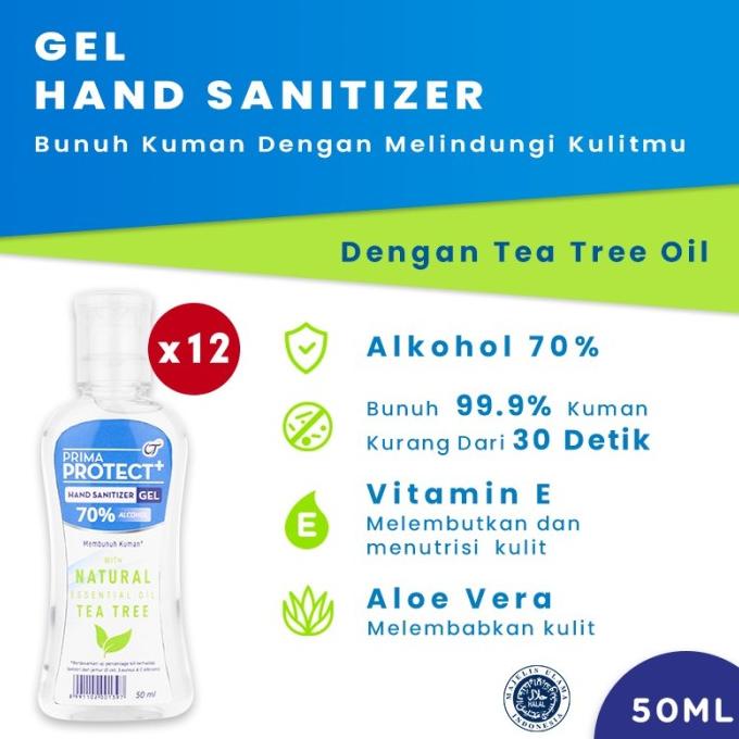 PRIMA PROTECT+ Hand Sanitizer Gel 50ml - Tea Tree (bundling 12 pcs)