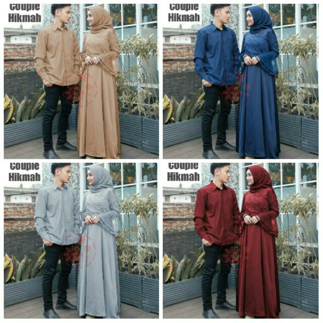 CP Couple Kondangan Maxi Dress Kemeja Velvet Brukat Hikmah