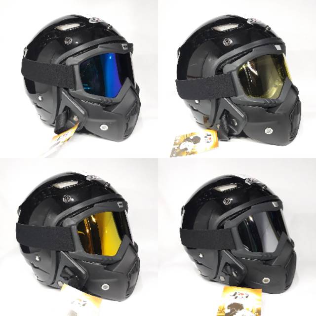 Helm BogonJpn Momon Hitam Gloss Plus Goggle Mask