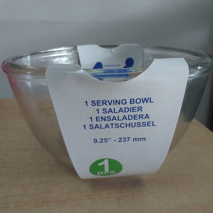 Mangkok Kaca - 2 Pcs Baskom Kaca Royalex Tempered Glass 9In / Mixing Bowl 24Cm