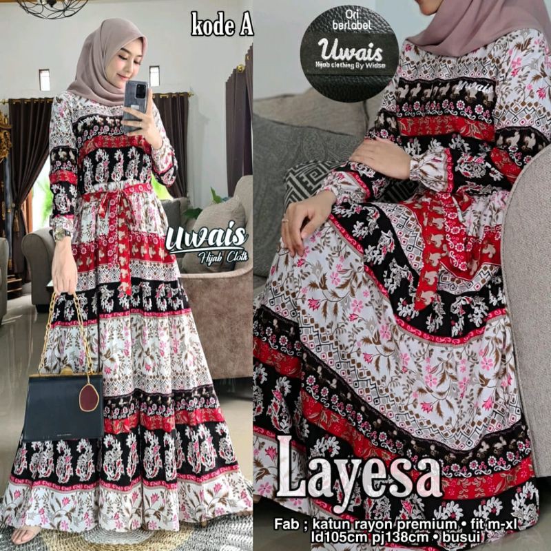 COD READY STOK GAMIS RAYON MOTIF SUPER ELEGANT GAMIS RAYON MEWAH LAYESA MAXY ORIGINAL UWAIS