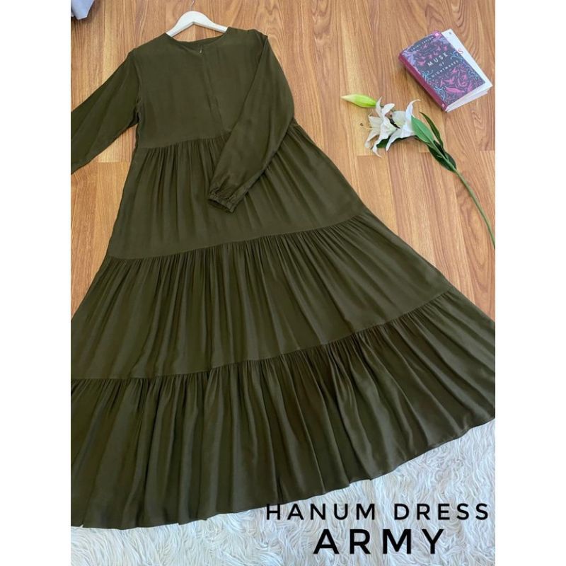 Gamis Hanum dress premium /dress polos /gamis canda /gamis busui/ dress rayon/All Size-Army