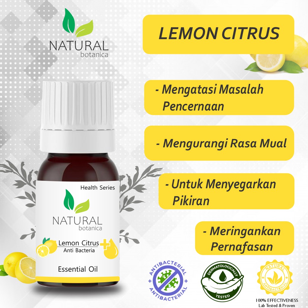 Natural Botanica Lemon Citrus Essential Oil Pure Minyak Esensial AromaTerapi Diffuser Humidifier