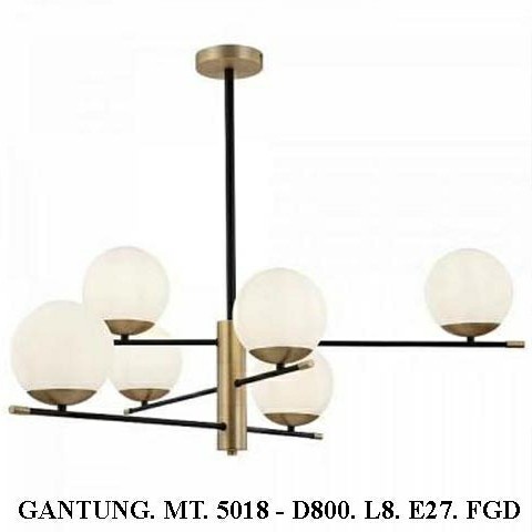 LAMPU GANTUNG HIAS MINIMALIS 8 LAMPU GOLD