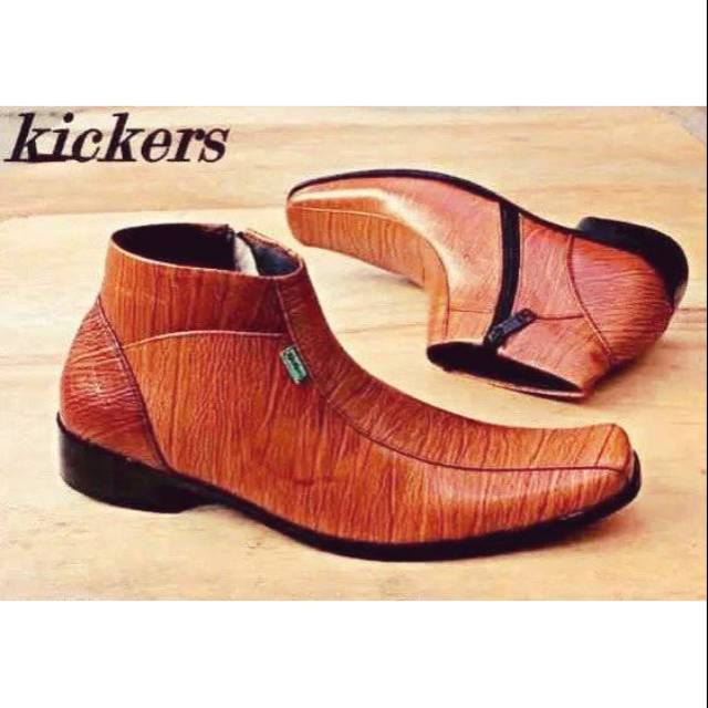 Sepatu Pantofel Tinggi Pria Kickers Pantofel Resleting Kulit Asli T 001
