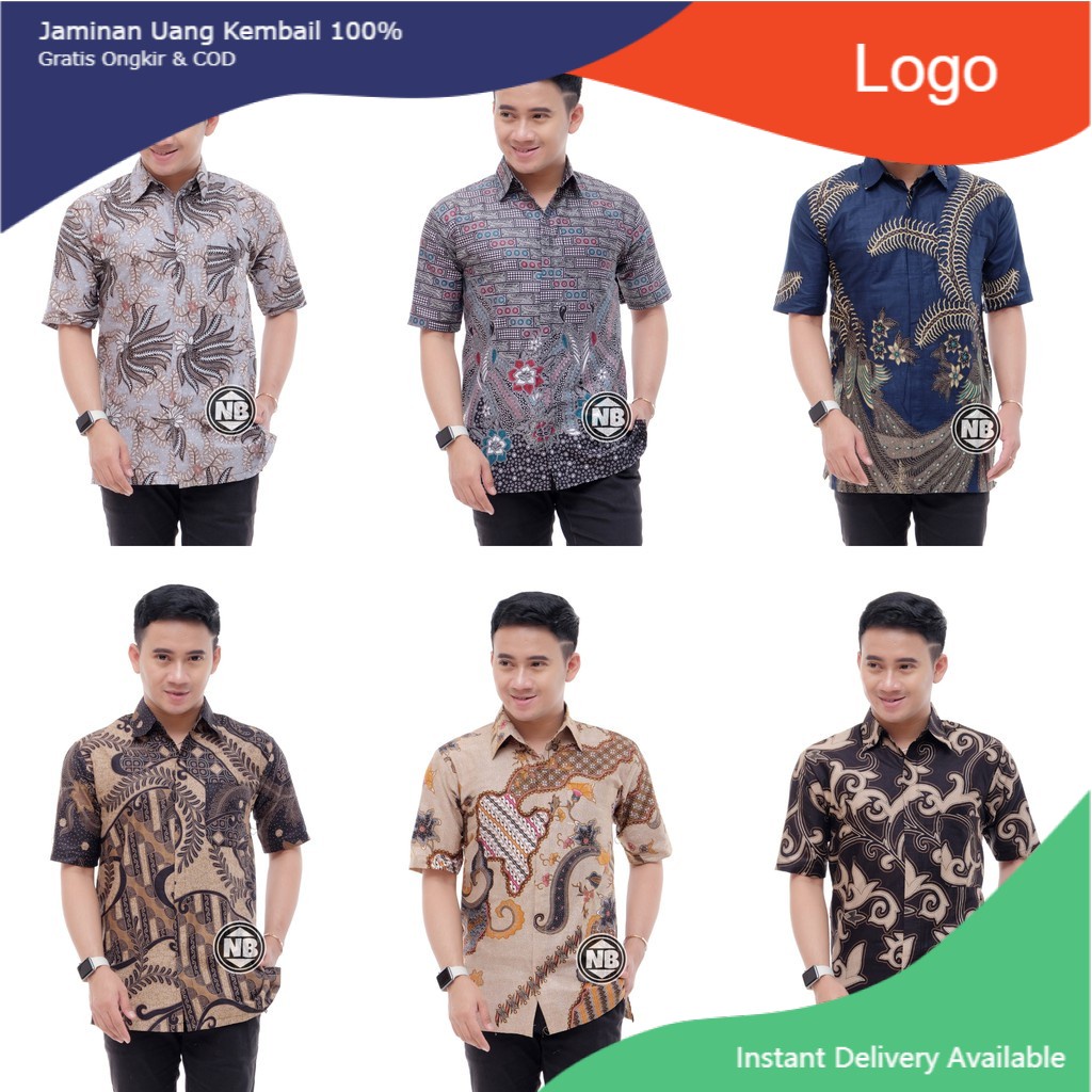 022 Zahira Batik HRB026 Kenongo Hem Kemeja Batik Pria Lengan Pendek  Katun Primis Halus M L XL