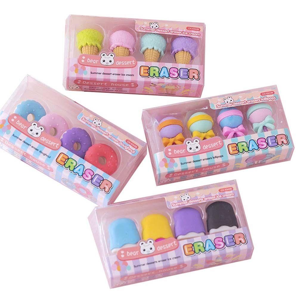 Agustina Dessert Erasers Set Enak Kreatif Lolipop Icecream Kantor Sekolah Donat Pensil Eraser