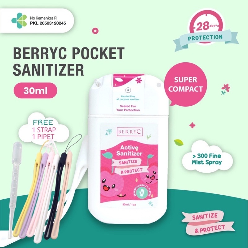 Berry C Active Pocket Sanitizer Spray 30 ml FREE STRAP BerryC Active Sanitizer Water