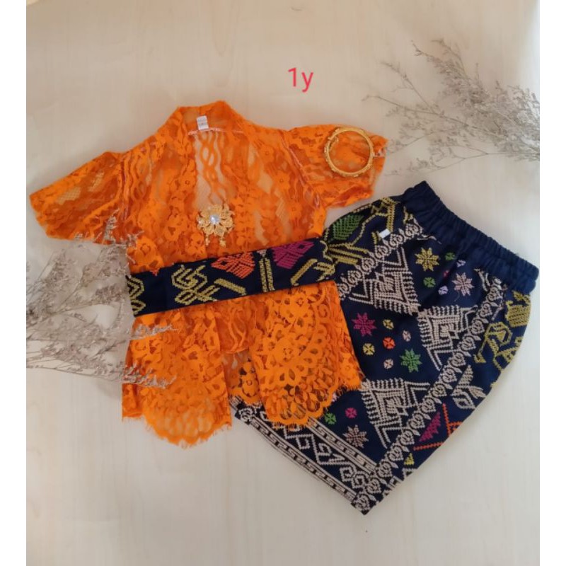 0-8 tahun free bandana SET KEBAYA MOSCEPE+KAMEN OBI BORDIR ANAK