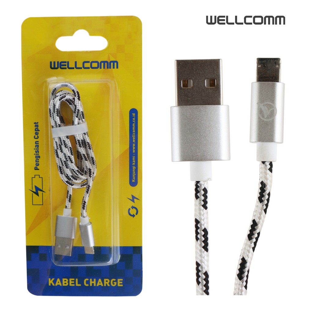 WELLCOMM KABEL CHARGER PUTIH- IPHONE FAST CHARGING MURAH GROSIR