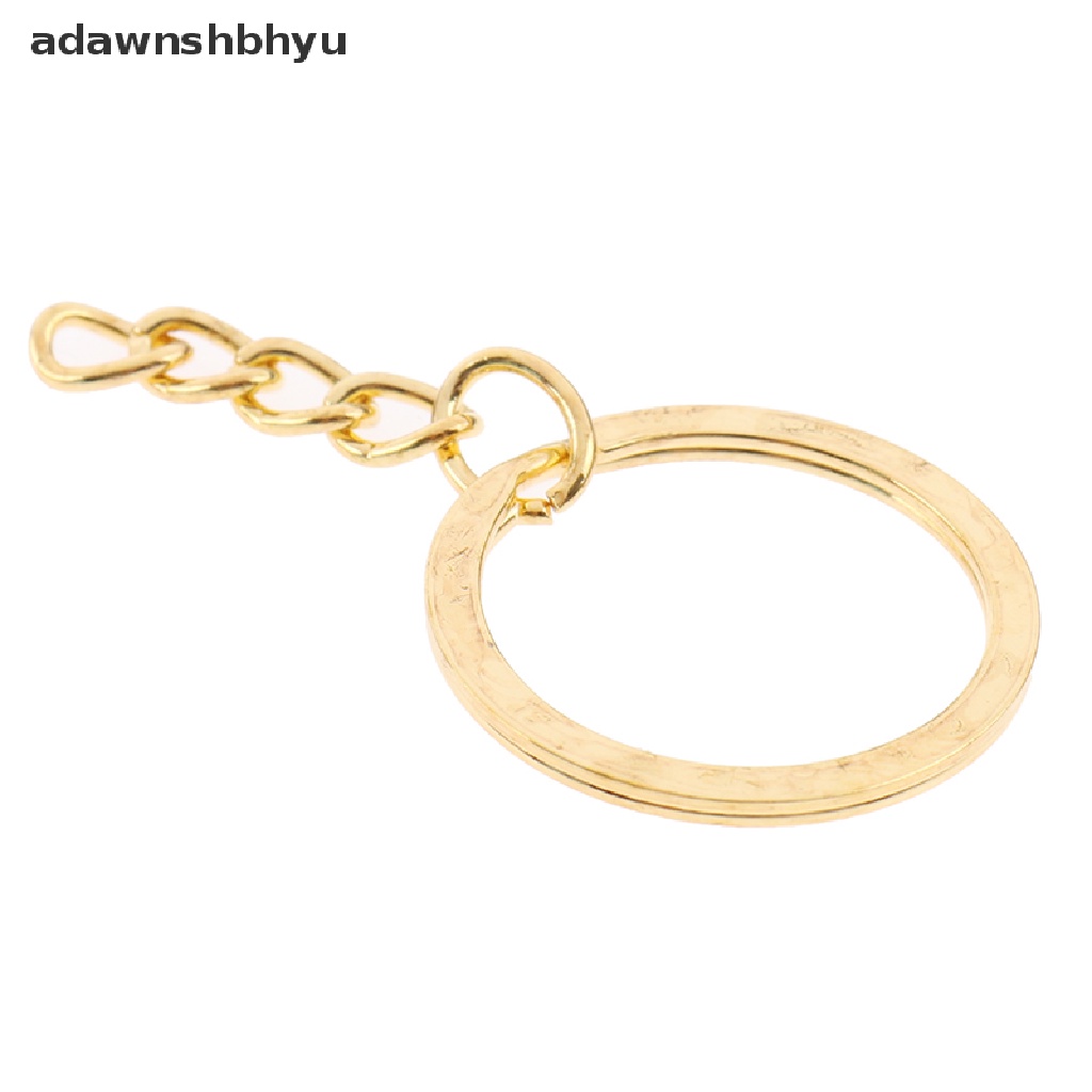 Adawnshbhyu 20pcs/lot 28mm Panjang Kunci Gold Silver Chains Key Ring Gantungan Kunci Bulat