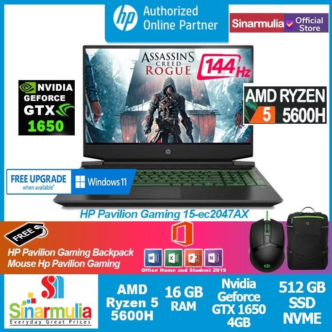 HP Pavilion Gaming 15-ec2047AX Ryzen 5-5600H GTX1650 512GB SSD 16GB
