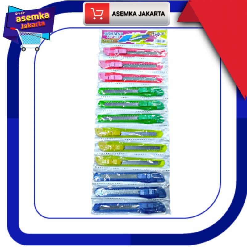 Pisau cutter Kater Kecil L300 Warna transparan (12pcs)