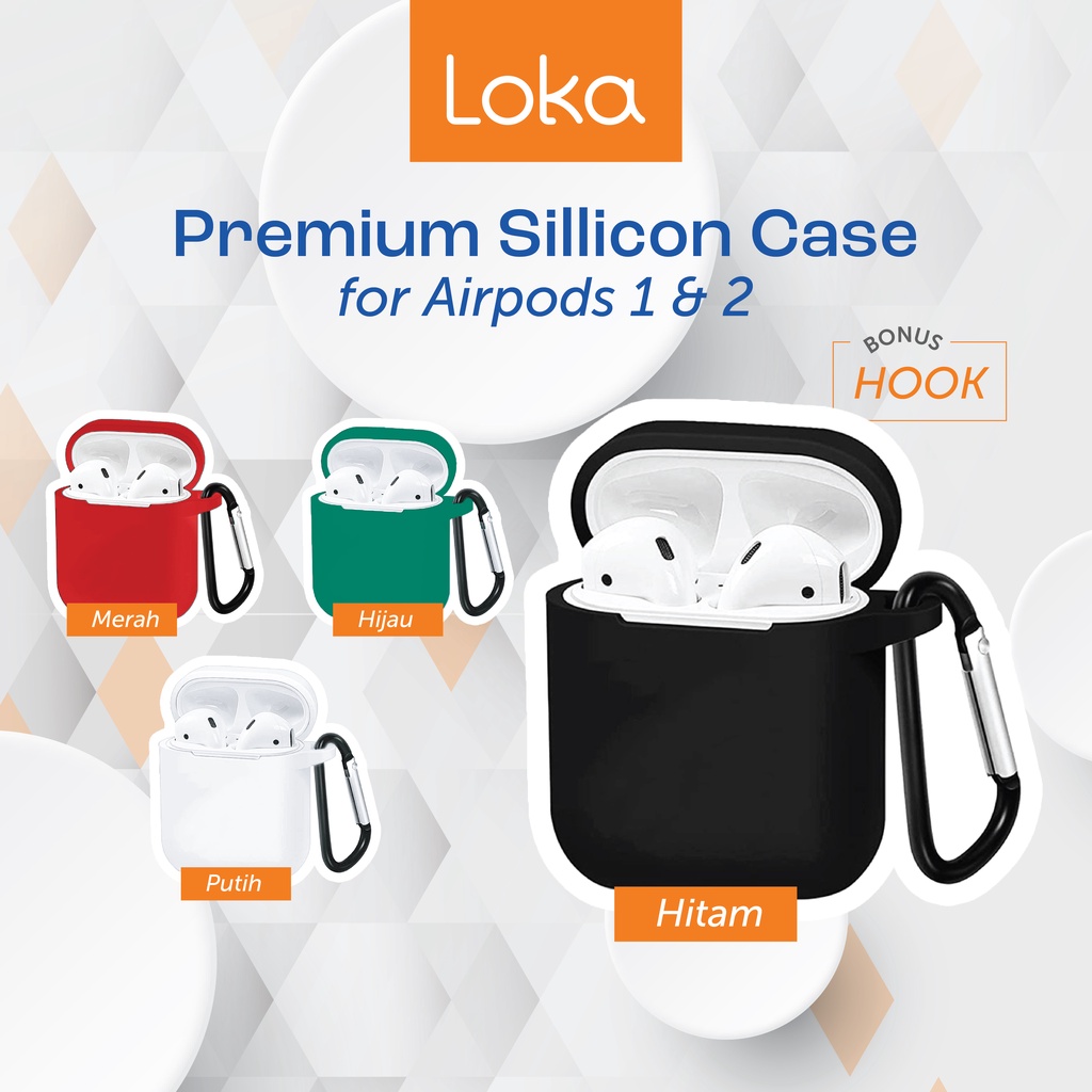 Case Airpods Gen 2 Silicone Full Cover Casing Silikon Airpods 1 2 with Hook Softcase dengan Carabiner Loka