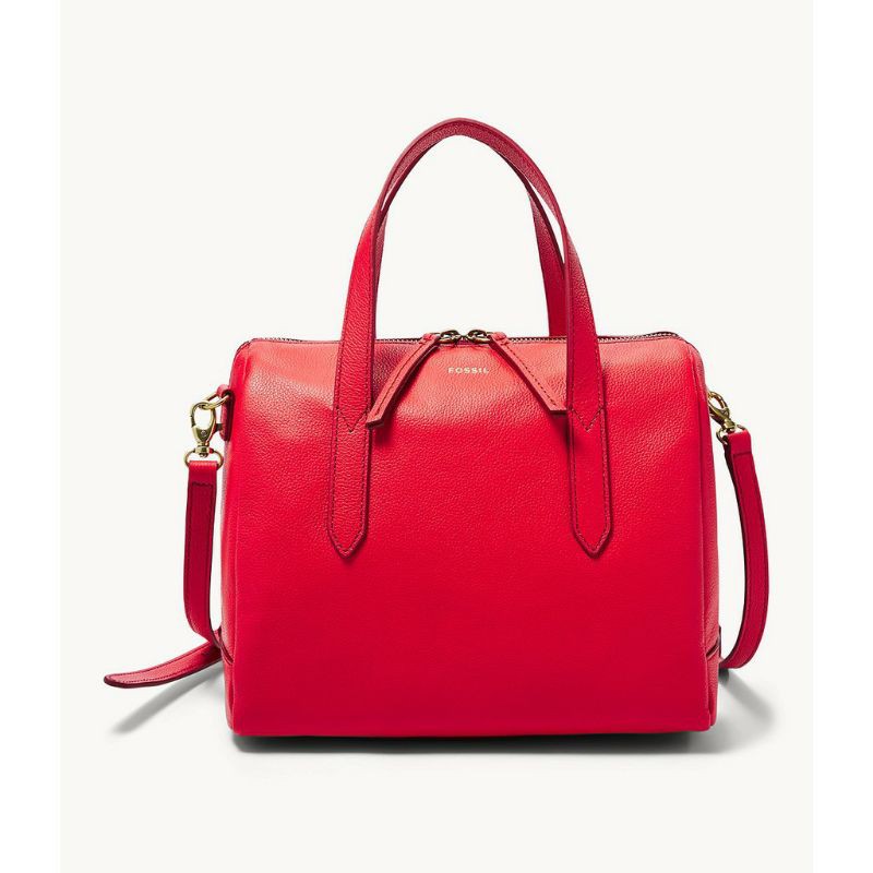 fossil sydney satchel brick red