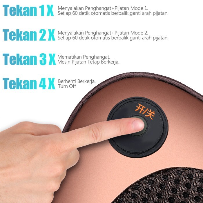 Alat pijat elektrik bantal pijat portable 8 bola / Alat bantu pijat leher multifungsi elektrik + kabel charge / pake in car / Alat Pijat Elektrik / Bantal pijat massage pillow mobil Bantal Pijat Leher Punggung Portable 202 / Bantal Pijat 8 Bola Massage