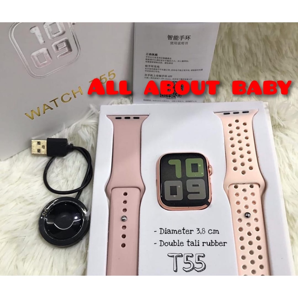 100%ORI COD JAM TANGAN Smartwatch T500 Smartwatch T55 Original DAPAT 2 TALI bisa telepon Bluetooth ganti wallpaper