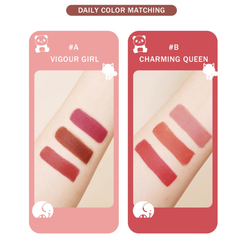 SANIYE Lipstik  Magic Mini Velvet Matte Lipstick Panda Gajah 6 Warna Waterproof/Tahan Lama  SA016