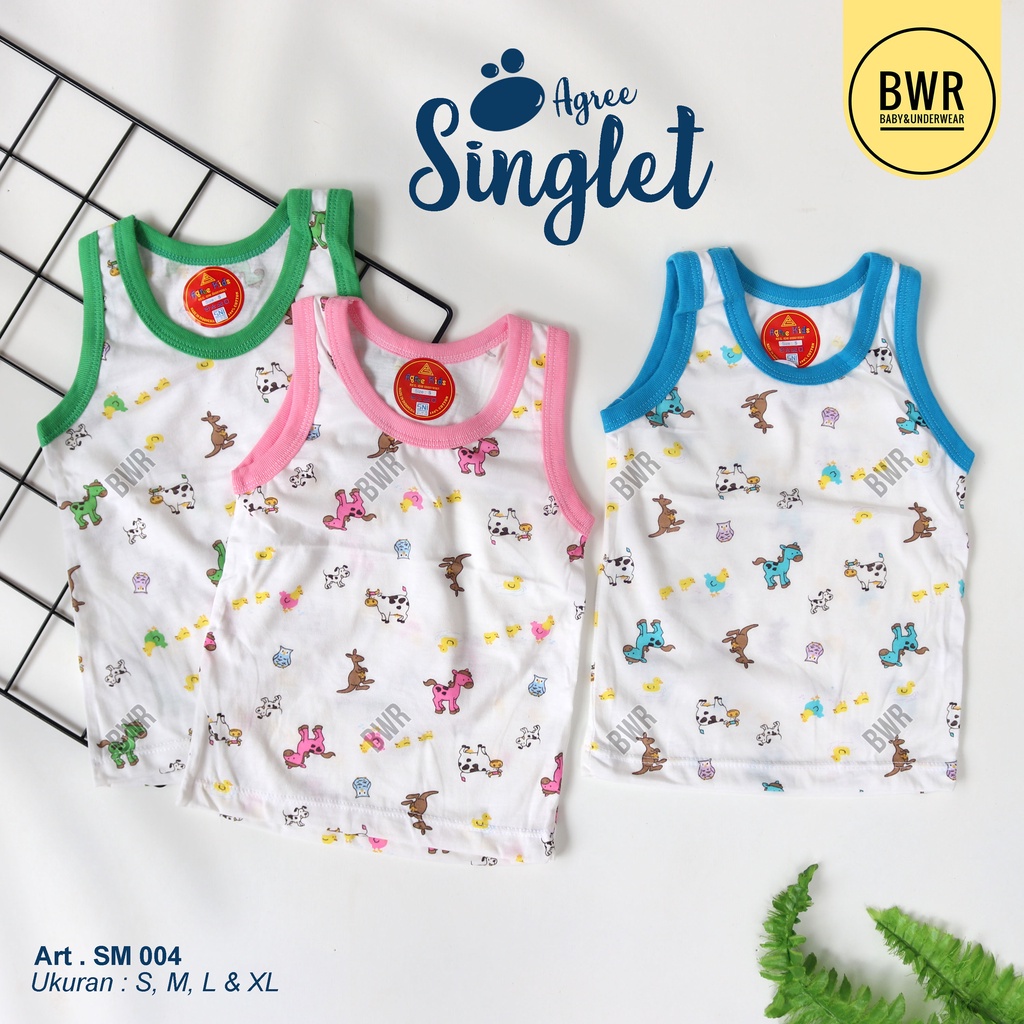 AGREE | Singlet Agree Kids SB003 SM004 SM008 SM012 SM017 SM053 SM057 / Kaos Dalam Anak Santai Harian Kutung Motif Lucu