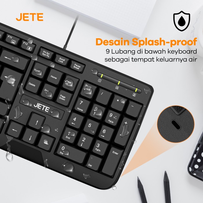 Keyboard USB Laptop Komputer JETE KB1 Silent Key Original Garansi 2 Th