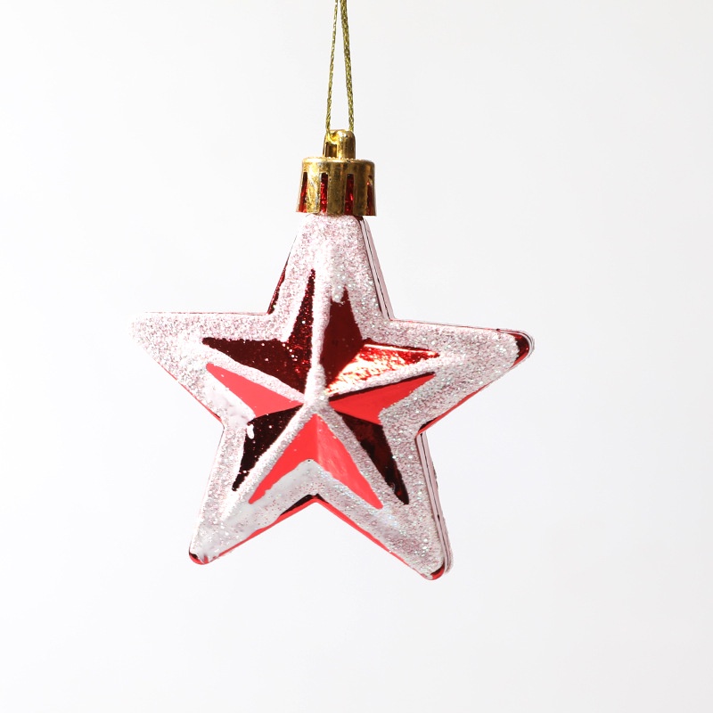 Snowflake Pattern Pendant Plastic Christmas Pendant New Year's Window Decorations Accessories Christmas Tree Decorations 5/6Pcs Shaped Pentagram Ornaments