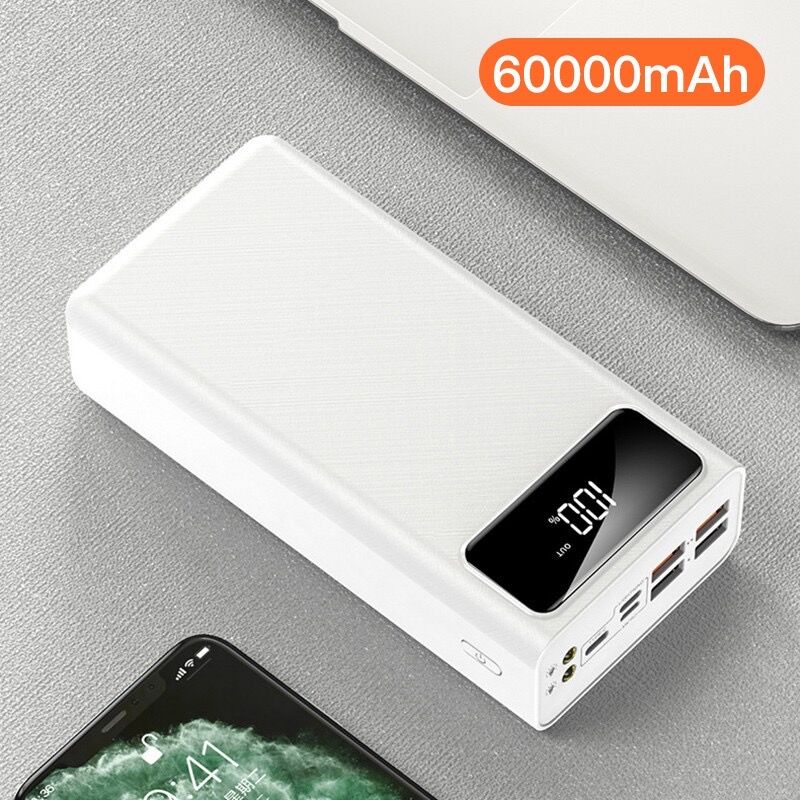 60000mah powerbank Large capacity 3 input 4USB Fast Charging LED Display Portable power bank Externa