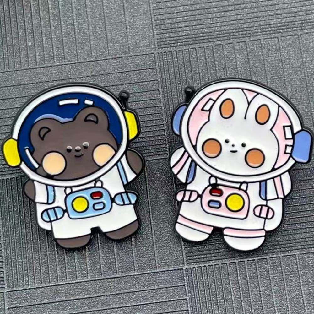 Lanfy Bros Beruang Astronot Hadiah Lucu Untuk Wanita Pria Astronot Beruang Kelinci Lencana Pin Kerah Pin Enamel Pin