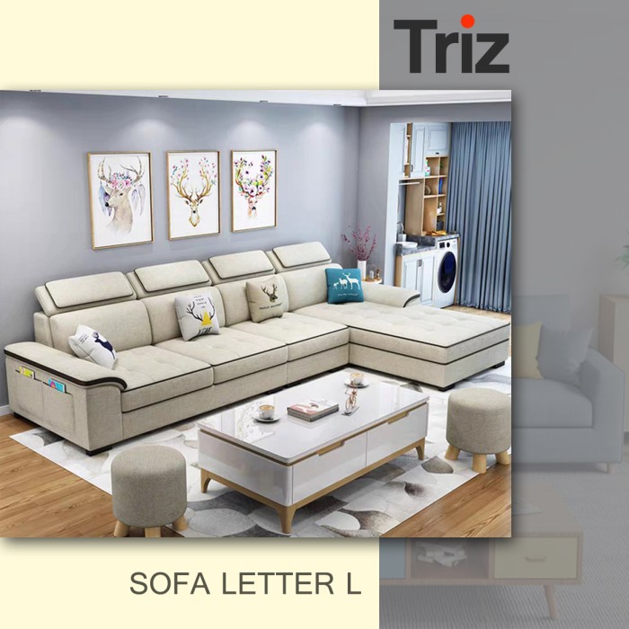 Triz Furniture Furniture Sofa L Sofa Minimalis Modern Terbaru - Cream
