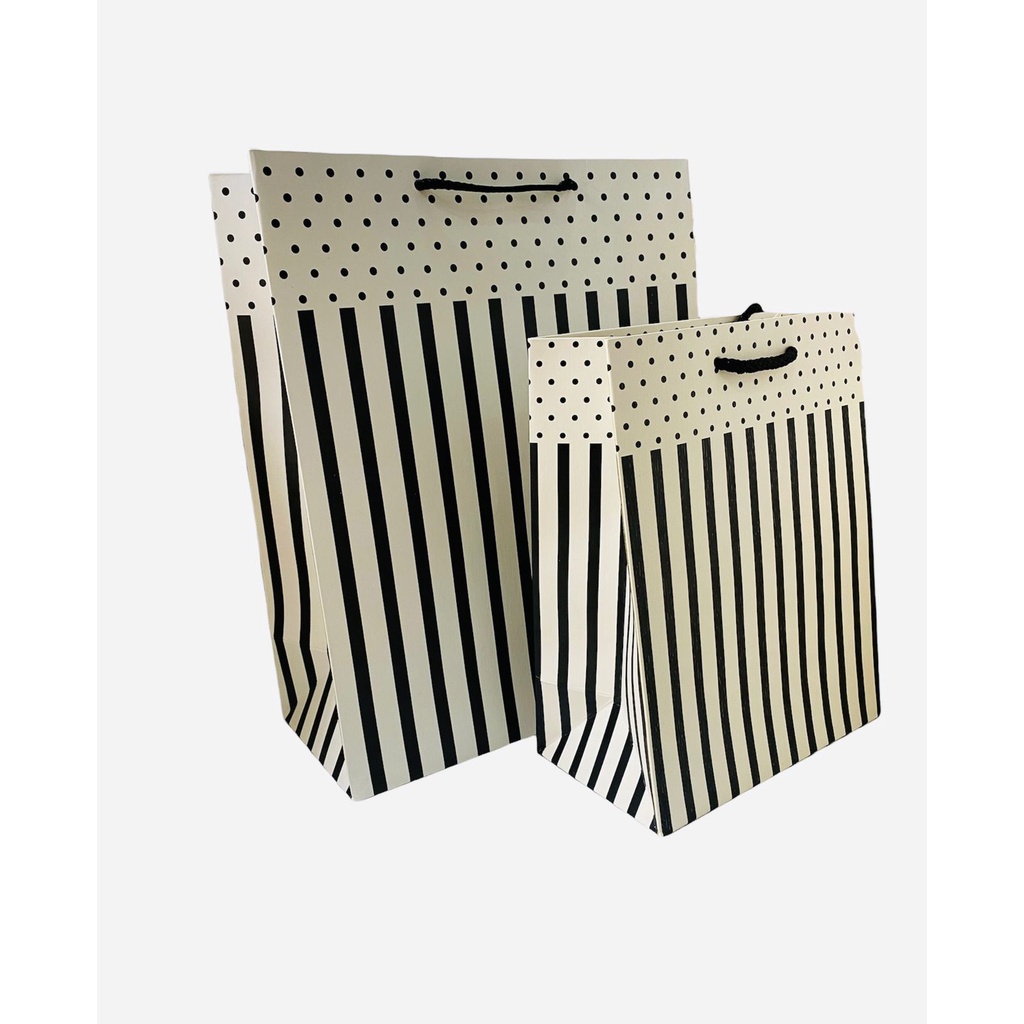 

shopping bag/kantong kertas import New Black White Dot