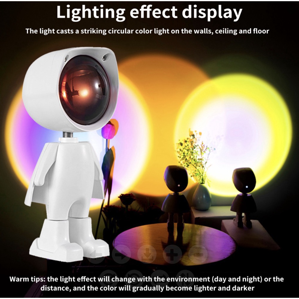【COD】Lampu Sunset / Sunset Lamp/360°sunset Projector Lamp Robot Led Projector Night Lights Rainbow Sunset light USB Charging