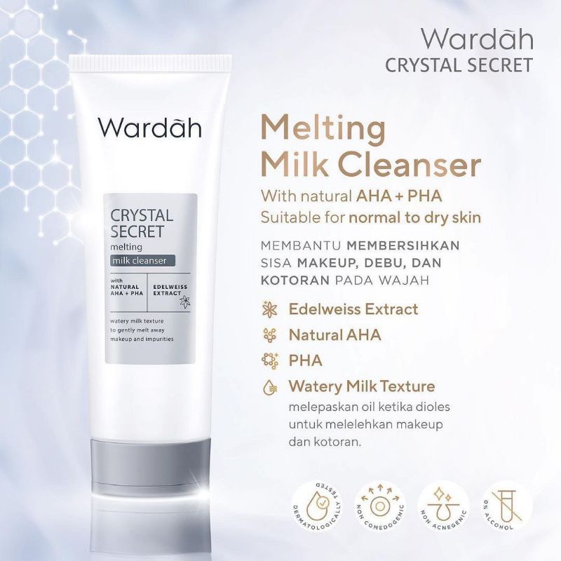 Wardah Crystal Secret Melting Milk Cleanser /Wardah White Secret Pure Brightening Cleanser/ Wardah W