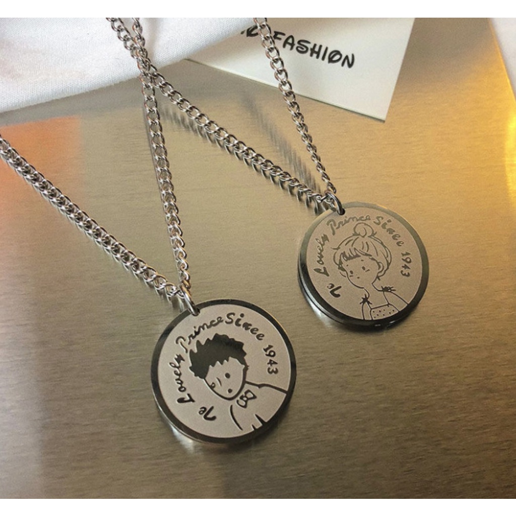 Kalung Pasangan COUPLE PRINCE PRINCESS Liontin Rantai HIPHOP Korea Fashion Necklace Cewek