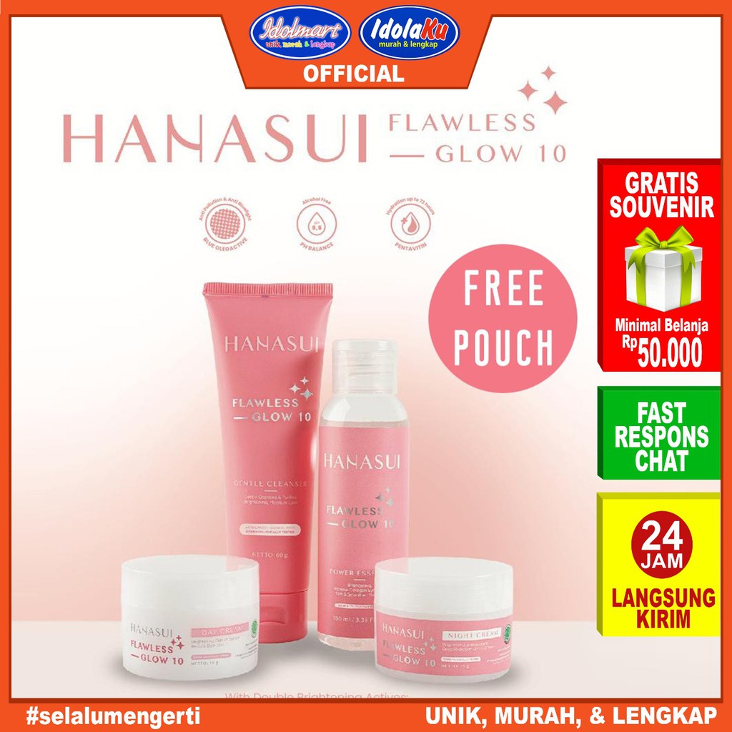 PAKET HANASUI FLAWLESS GLOW 10/ PAKET PERAWATAN WAJAH HANASUI