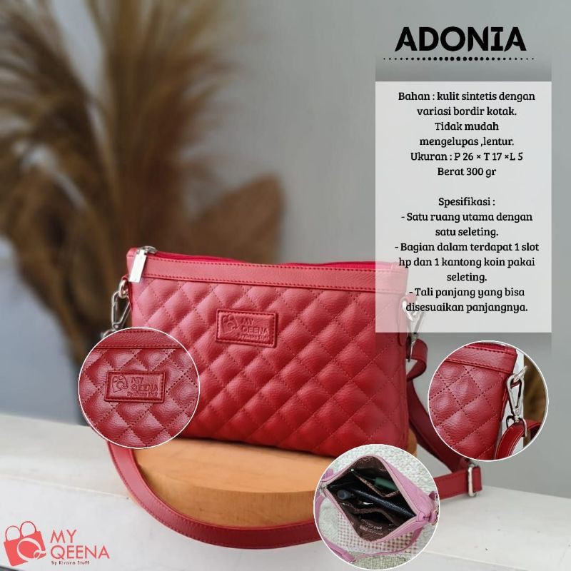 Adonia Tas Wanita Selempang Murah My Qeena Kekinian Original Ransel Kerja Kecil Pesta Kondangan Kuli