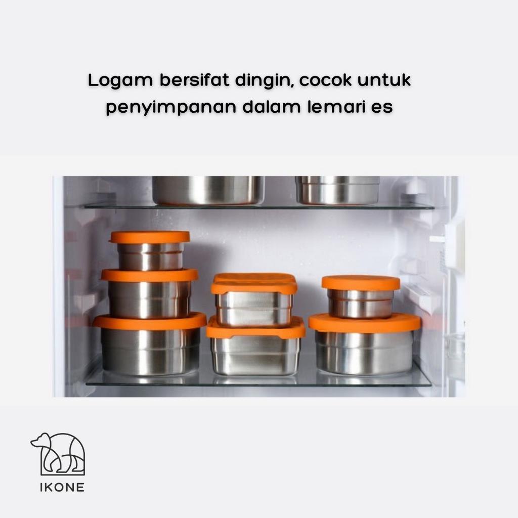 【IKONE】BOKO Tempat Makanan Mangkuk Wadah Makan Snack Dengan Penutup Sillicon Kotak Makan Bahan Stainless Steel