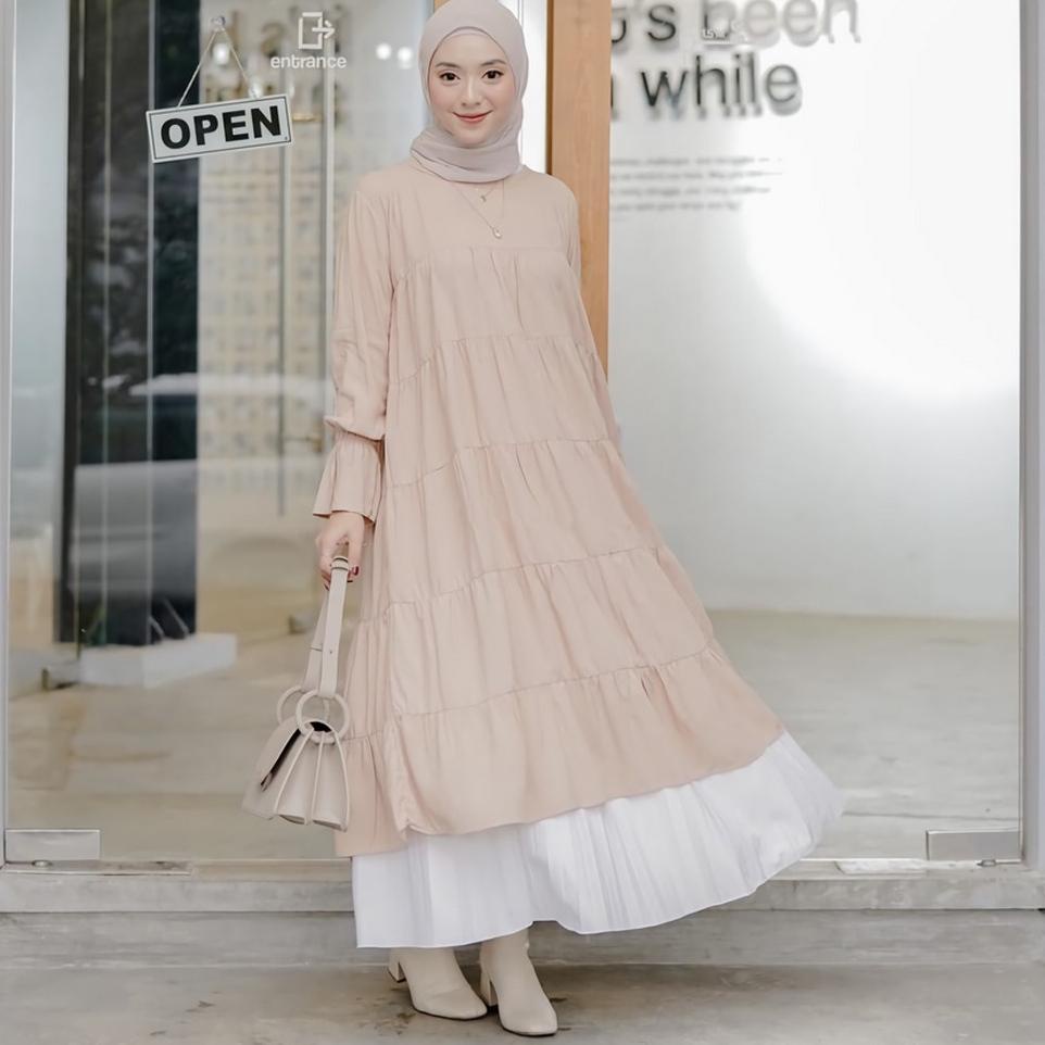 CEMPAKA TUNIK FULL RUFLE / CEMPAKA TUNIK JUMBO RAYON PREMIUM RUFFLE / MIDI DRESS CREPE –XAF.14Jl22ᴹ