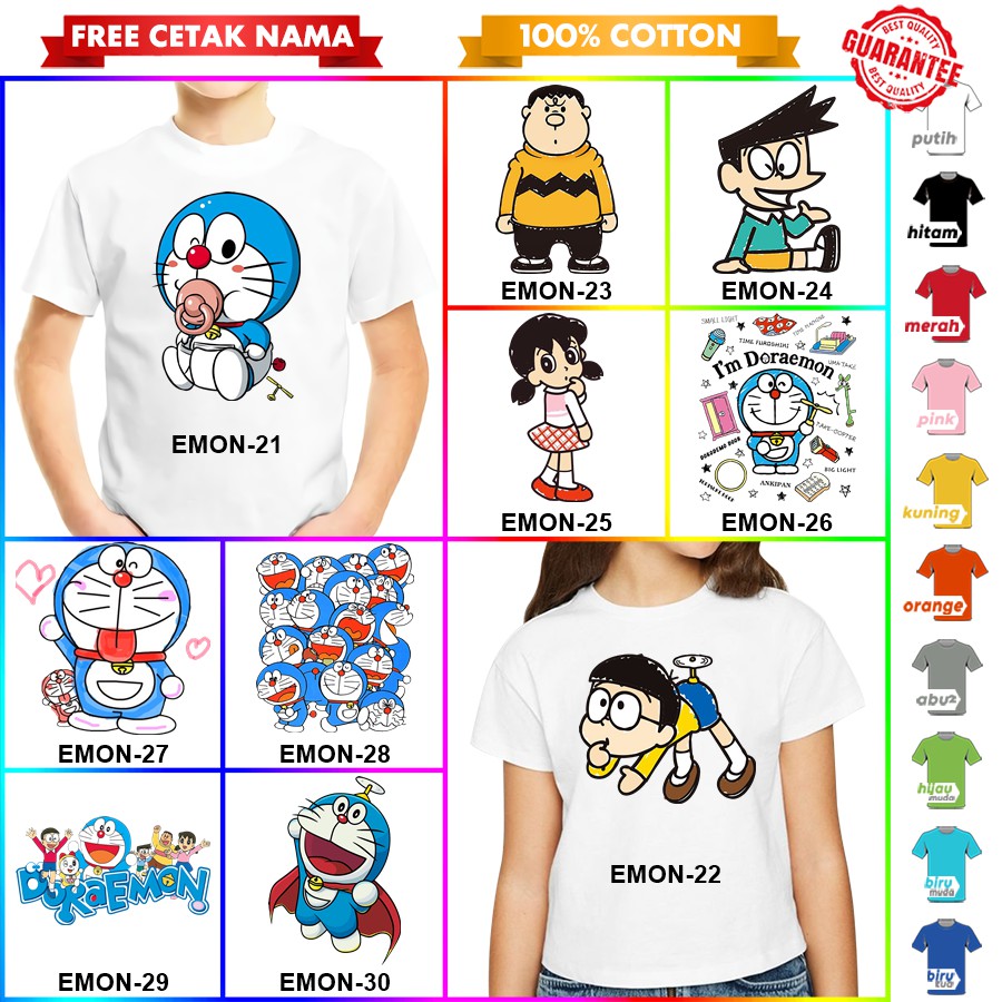 [FREE NAMA!!] Baju Kaos COUPLE  ANAK DAN DEWASA DORAEMON BANYAK MOTIF