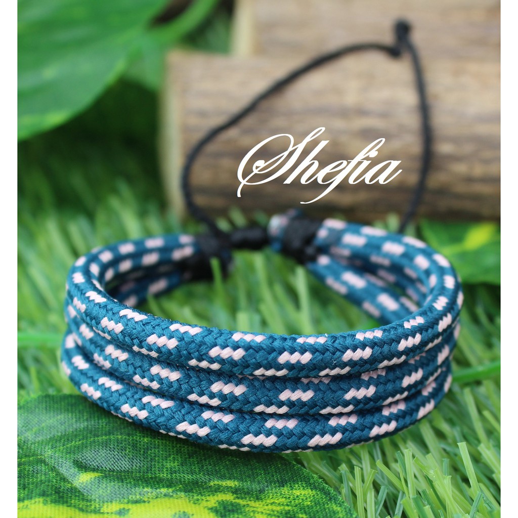 IFAFIA Gelang Tali Prusik Tiga Rangkap BIRU STRIP PINK IFAFIA Gelang Tali Prusik Tiga Rangkap BIRU STRIP PINK