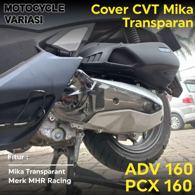 Cover Tutup CVT ADV 160 PCX 160 Mika Transparan Smoke MHR Racing