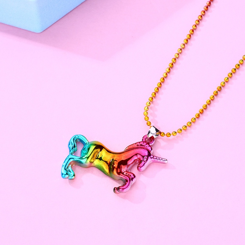 Kalung Liontin Unicorn Aksen Berlian Imitasi Untuk Wanita