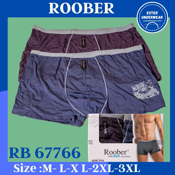 Celana Boxer Pria Roober RB 67766 Isi 2Pcs/Pack Bahan Soft Viscose