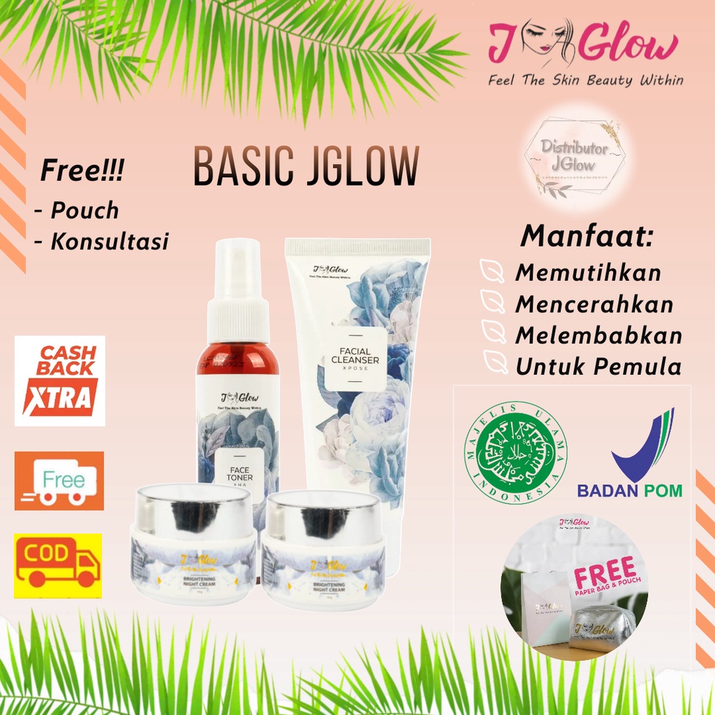 jglow j glow skincare bpom paket basic pemula perawatan kecantikan wajah cream pemutih korea cream j