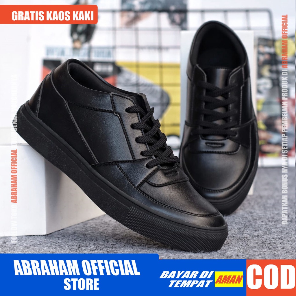 ROBERT Sepatu Sneakers Pria Kulit Sintetic Sepatu Pria Casual Sneaker Cowok / Cowo Sepatu Kasual Semi Formal Kerja Kantor Kuliah Gaya Santai Keren Kekinian Original Murah Terlaris